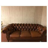 Brown Leather Chesterfield Sofa 89in