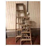 Vintage Wooden Folding Step Ladders Lot of 2