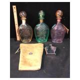 Vintage Colored Glass Decanters Lot