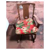 Antique Oak Rocking Chair Cane Seat 31in