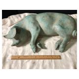 Vintage Bronze Reclining Pig Sculpture