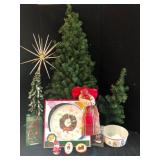 Christmas Decor Lot Trees and Figurines