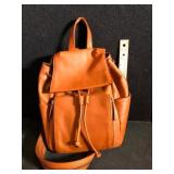 St Johns Bay Leather Drawstring Backpack Tan