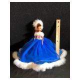 Collector Barbie Doll Blue Gown White Fur Trim