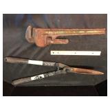 Tool Variety Pipe Wrench and Shears
