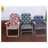 Vintage Aluminum Webbed Lawn Chairs Lot