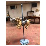 Wooden Carousel Horse on Pole Heart Base 66in