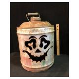 Vintage Metal Gas Can Jack-O-Lantern Decor