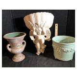 Vintage Ceramic Yard Decor Cherub and Planters