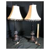 Matching Table Lamps Pair Beaded Shades
