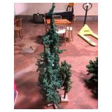 Slim Artificial Christmas Trees and Decor Lot