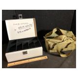Portable Metal Cash Box with Tray and Carry Bag