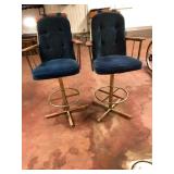 Cal-Style Brass Bar Stools Pair Vintage 50in