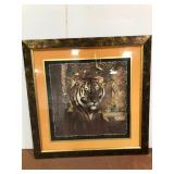 Home Interiors Framed Tiger Print Wall Decor