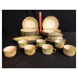 Haviland Limoges Green and Gold Porcelain Set
