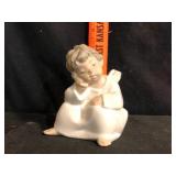 Lladro Thinking Angel Glazed Porcelain Figure