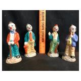 Damar Bisque Porcelain Clown Figurines Lot of 4