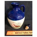 Cobalt and Cream Stoneware Pheasant Flagon