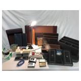 Lot of Leather Desk Items and Electronics