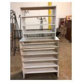 Lot of 2 White Multi-Tier Storage Shelf Units