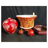 Haeger and Asian Style Red Ceramic Lot