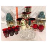 18-Piece Christmas Candle Holders and Drum Decor
