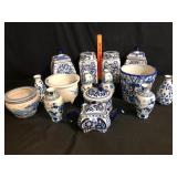 Blue and White Chinoiserie Porcelain 15 Pc