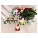 Lot of 14 Christmas Mugs and Decor