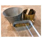 Lot of 3 Galvanized and Brass Metal Buckets