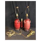 Pair of Oxblood Red Ceramic Table Lamps