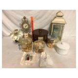 Lot of 8 Home Decor Clock Lantern and Jars