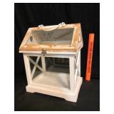 Whitewashed Wood and Glass Candle Lantern