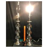 Pair of Chrome and Glass Ball Table Lamps