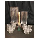 Lot of 9 Clear Glass Vases and Votive Cups