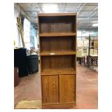 Oak Finish Bookcase With Lower Cabinet