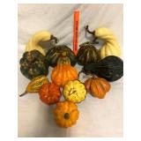Lot of 12 Decorative Fall Gourds and Pumpkins