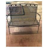 Vintage Wrought Iron Patio Bench Settee Floral