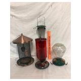 Bird Feeders Lot of 4 Glass and Metal Mesh