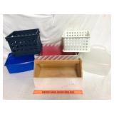 Plastic and Wood Storage Bins Lot of 6