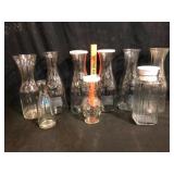 Lot of Glass Carafes Cruet and Pitcher