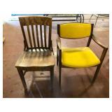 Lot of 2 Vintage Wood Chairs Library and Arm