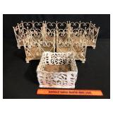 Lot of 4 White Wrought Iron Planter Baskets