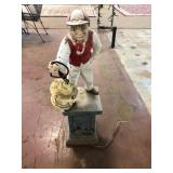 Vintage Cast Iron Lawn Jockey Lantern Statue