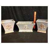 Lot of 3 Blue Distressed Ceramic Planters