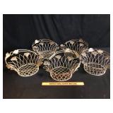 Silver Tone Wire Grape Leaf Baskets Lot of 5