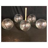 Lot of 5 Clear Glass Round Rose Bowl Vases