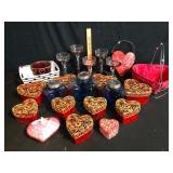 Valentine Heart Decor and Glassware Lot
