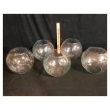 Lot of 5 Clear Glass Round Rose Bowl Vases