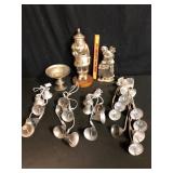Lot of Silver Tone Christmas Santa and Bells