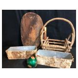 Rustic Twig Basket Birch Planters and Decor Lot